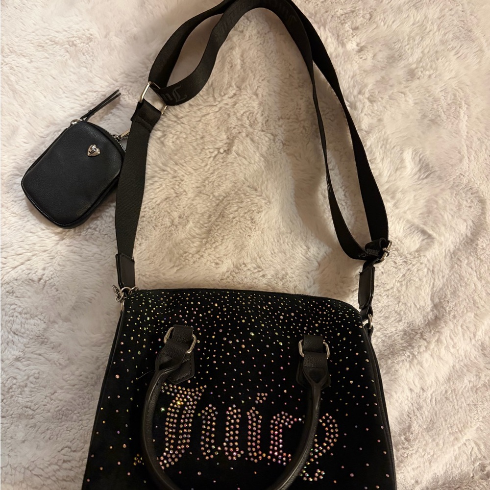 Juicy Couture Black Crossbody Bag with Colorful Rhinestones